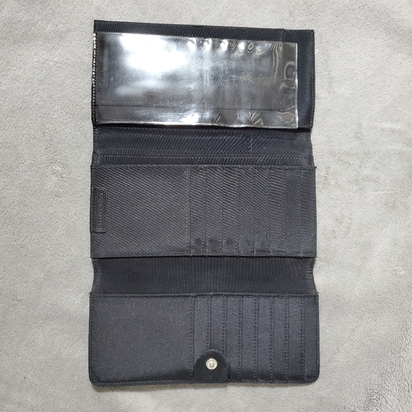Bond Street Genuine Black Leather Trifold Checkbook Wallet - Picture 3 of 10